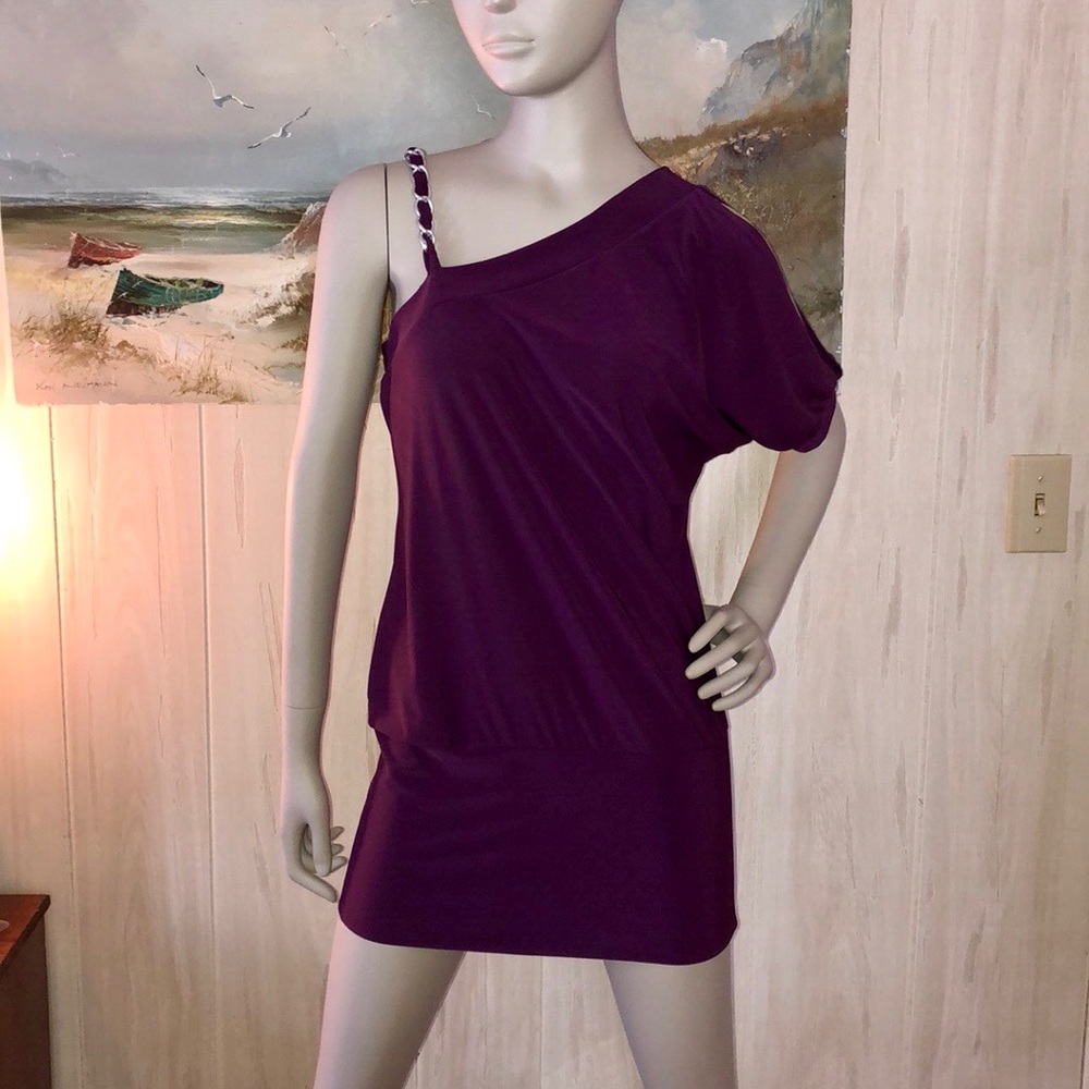 Purple One-shoulder Tunic Shirt